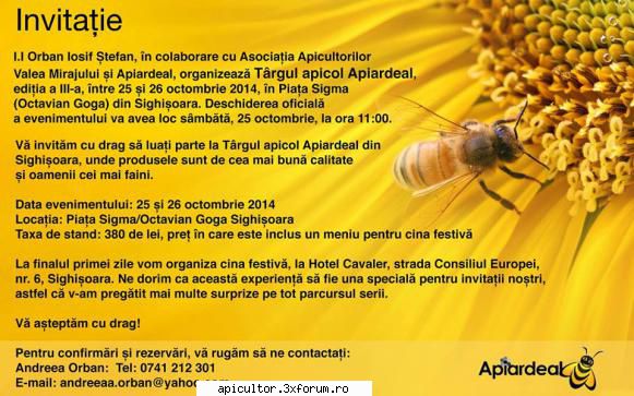 tirgul apicol apiardeal sighisoara ed lll 25-26 oct. 2014 tirgul apicol apiardeal sighisoara ed lll